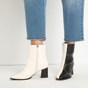 Eloquii Block Heel Ankle Boot in Black/Ivory